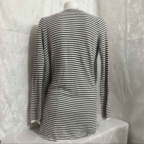 TWIK Black&White Striped Long Sleeve Knit Cardigan - Picture 4 of 9